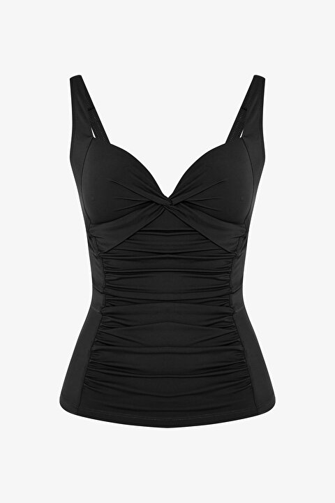 Siyah Büzgülü Bikini Üstü - 6