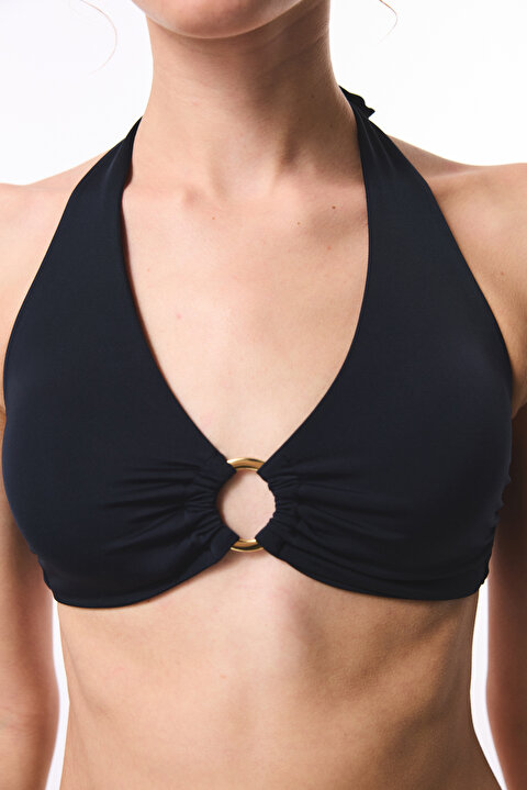 Siyah Clean Hot Toparlayıcı Boyundan Bağlamalı Bikini Üstü - 3
