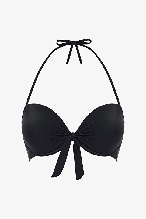 Siyah Cup Push Up Balenli Bikini Üstü - 5