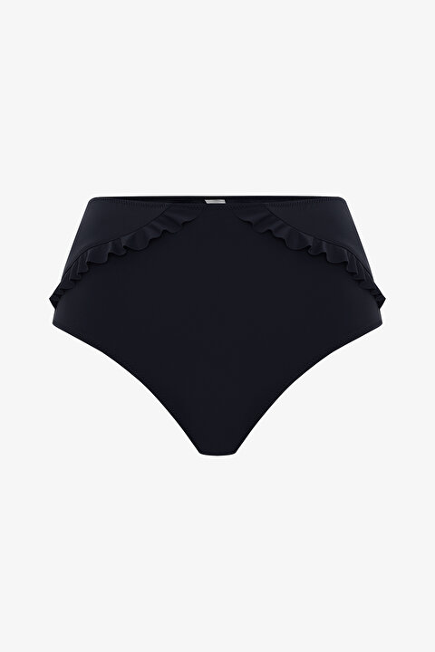 Siyah New High Ruffle Yüksek Bel Bikini Altı - 5