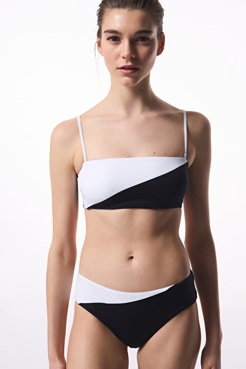 Siyah Beyaz Gina Straplez Bikini Üstü - 6