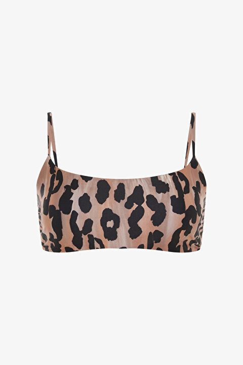 Clove Minimal Kesim Leopar Desenli Bikini Üstü - 6