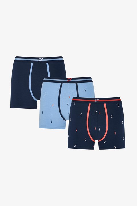 Red Patterned Boxers Men's Red Court Fish Patterned 3-Pack Boxers PLZMNBJX26IY-MIX - MIX - Penti
