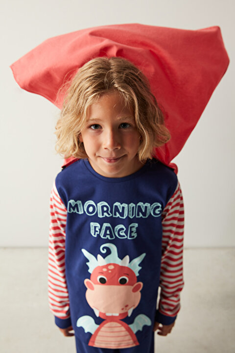 Erkek Çocuk Dragon Face Uzun Kollu Pijama Takımı