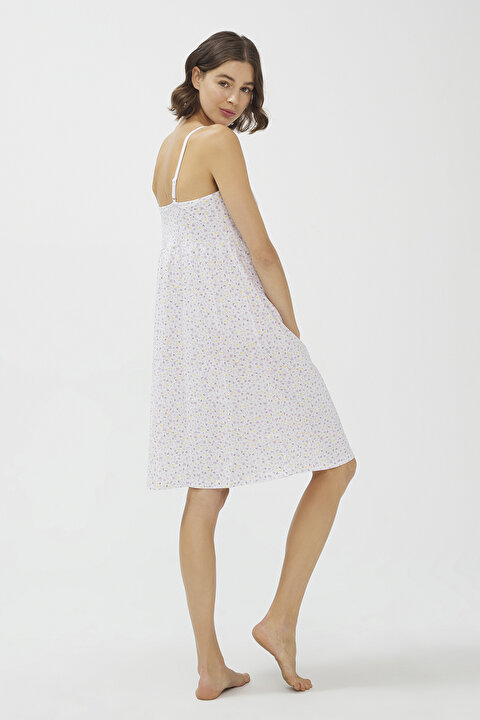 Optik Beyaz Lilac Ditsy Mommy Elbise - 5