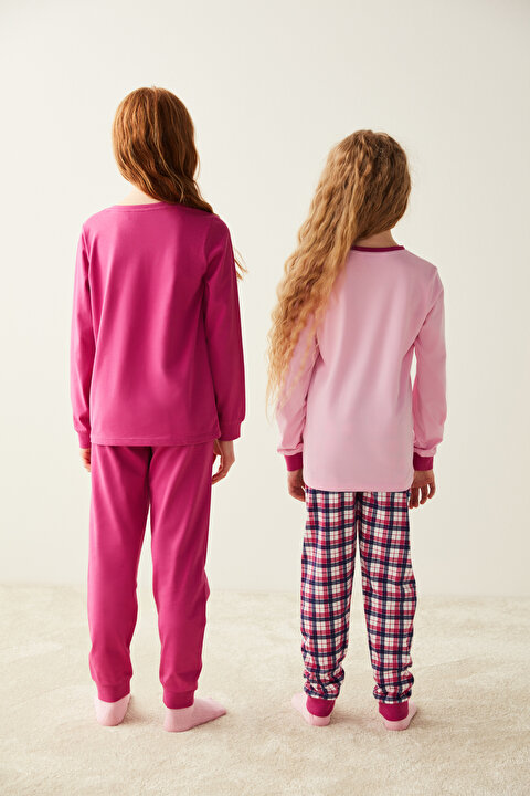 Çok Renkli Kız Çocuk Kış Temalı 2li Pijama Takımı - 5