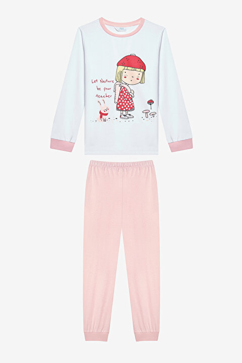 Pamuklu Kız Çocuk Mushroom 2li Çok Renkli Pijama Takımı - 5