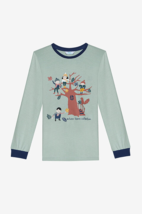 Pamuklu Erkek Çocuk Leaves 2li Çok Renkli Pijama Takımı - 3