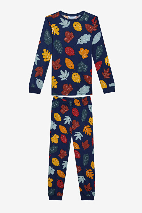 Pamuklu Erkek Çocuk Leaves 2li Çok Renkli Pijama Takımı - 5