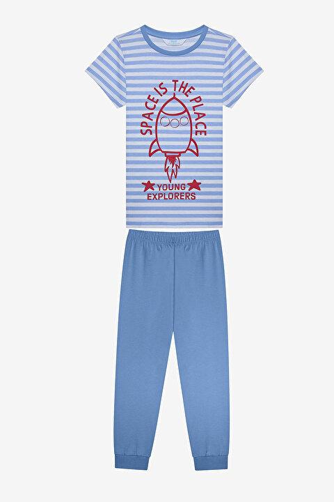 Erkek Çocuk Space Boy Pamuklu 2li Çok Renkli Pijama Takımı - 5