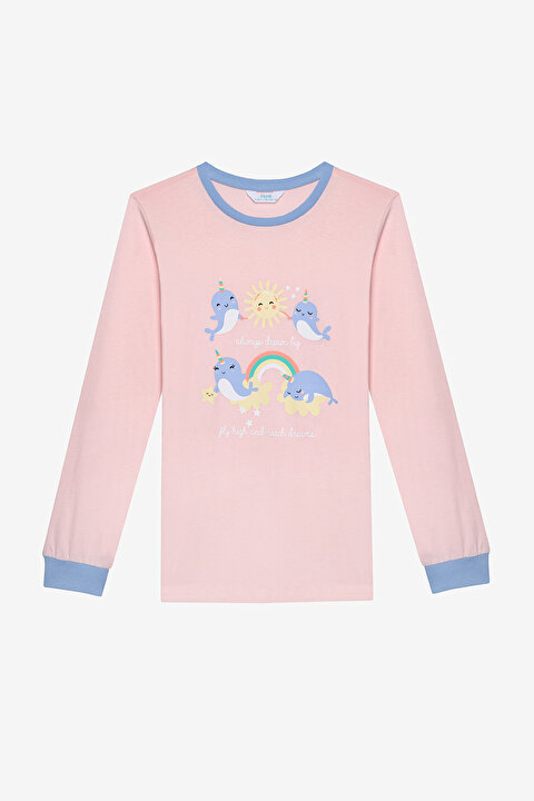 Pamuklu Kız Çocuk Sky 2li Çok Renkli Pijama Takımı - 3