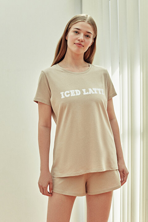 Base Ice Latte Şort Pijama Takımı - 4