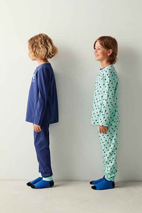 Erkek Çocuk Step CK Uzun Kollu Pamuklu 2'li Pijama Takımı - 5