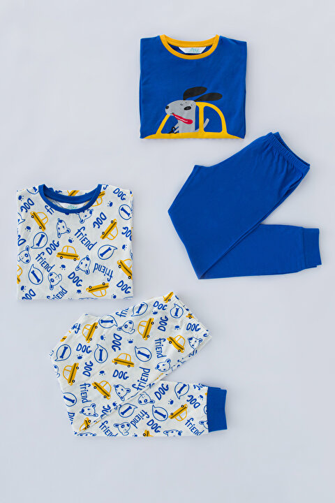 Boys Cute Dog 4Lü Pijama Takımı - 6