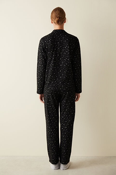 NEEDLES｜ WEAR (Pajama Set Poly Oxford - Black (QV3 Joyspun Women's Cotton Blend Notch Collar Top and Pants