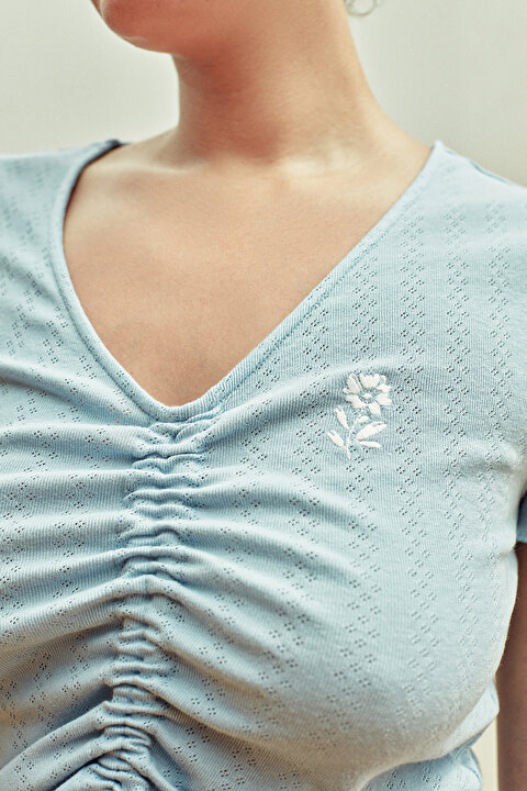 Açık Mavi Sky Pointel Şort Takım - 5