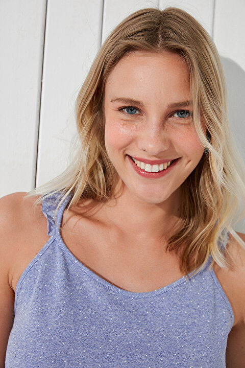 Violet Dotted NS Frill Elbise - 3