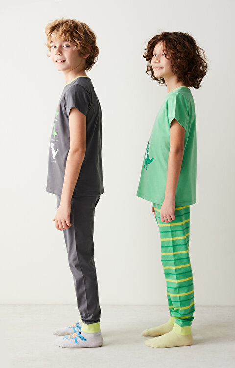 Boys Dinosaur Artist Printed 2in1 PJ Set - 3