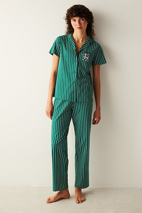 Cambridge Yeşil Gömlek Pantolon Pijama Takımı -Unique Koleksiyonu