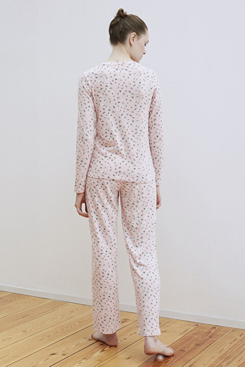 Pink Ditsy Termal Pant Set - 3
