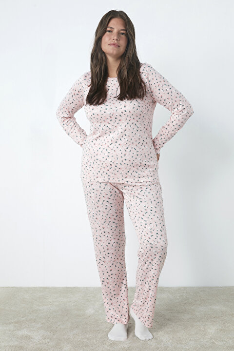Pink Ditsy Termal Pant Set - 5