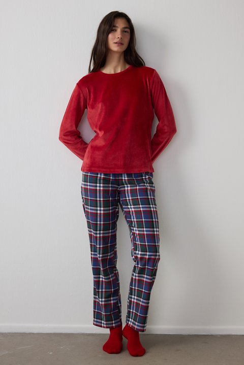 Red Comfy Time Plaid Pajama Set PNOQQLKJ25SK-MIX - MIX - Penti