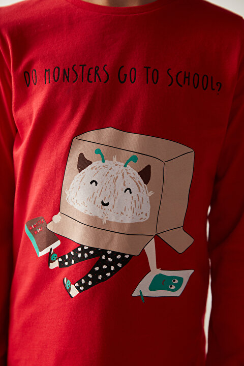 Erkek Çocuk Monster Mode Uzun Kollu Pamuklu 2'li Pijama Takımı - 5