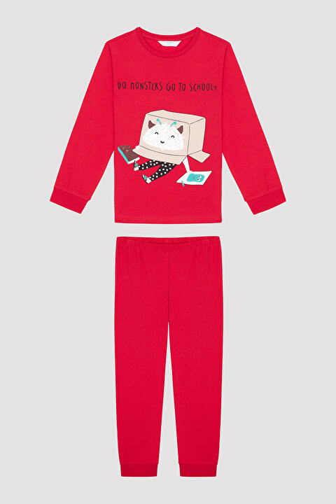 Erkek Çocuk Monster Mode Uzun Kollu Pamuklu 2'li Pijama Takımı - 8
