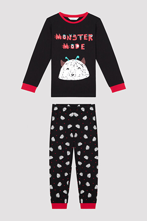 Erkek Çocuk Monster Mode Uzun Kollu Pamuklu 2'li Pijama Takımı - 9