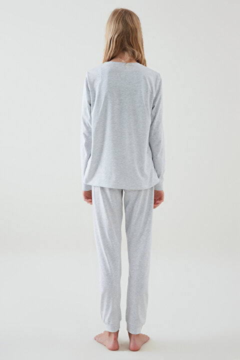 Açık Gri Teen Patch 2li Pijama Takımı - 6