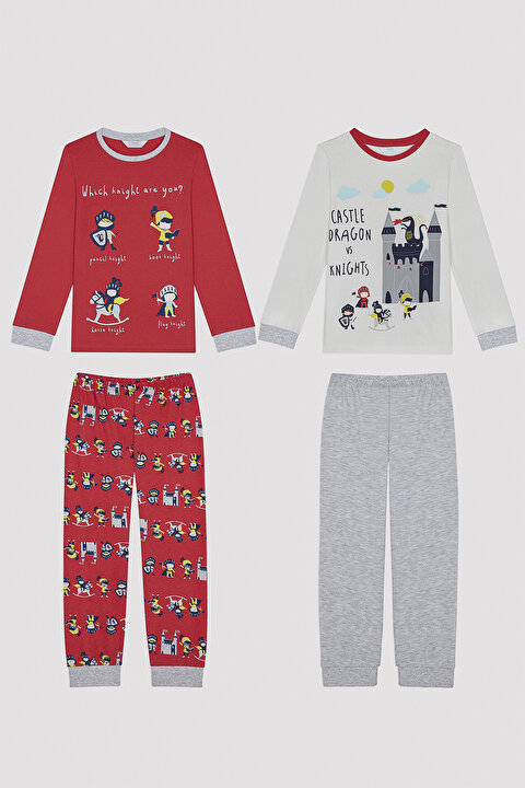 Erkek Çocuk Castle Uzun Kollu Pamuklu 2'li Pijama Takımı - 7