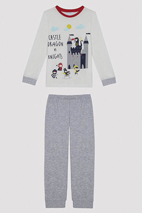 Erkek Çocuk Castle Uzun Kollu Pamuklu 2'li Pijama Takımı - 8