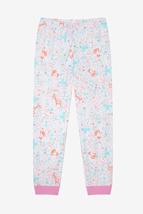 Pamuklu Kız Çocuk Picnic 2li Çok Renkli Pijama Takımı - 4