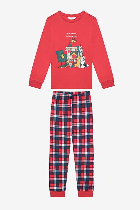 Pamuklu Erkek Çocuk New Year Road 2li Çok Renkli Pijama Takımı - 4