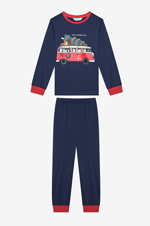 Pamuklu Erkek Çocuk New Year Road 2li Çok Renkli Pijama Takımı - 7