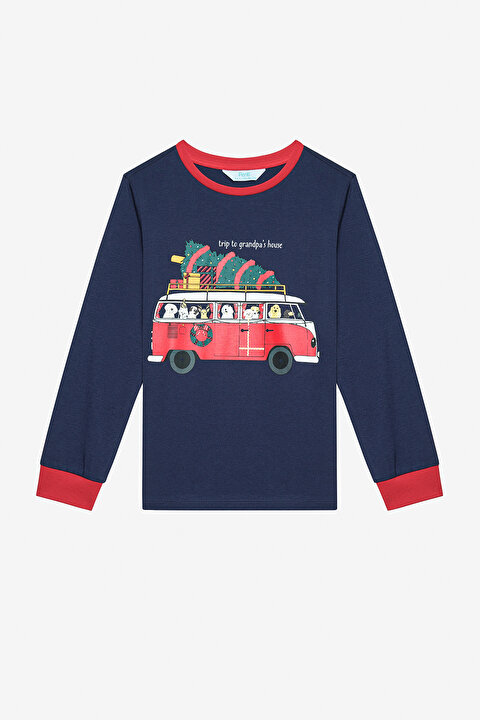 Pamuklu Erkek Çocuk New Year Road 2li Çok Renkli Pijama Takımı - 8