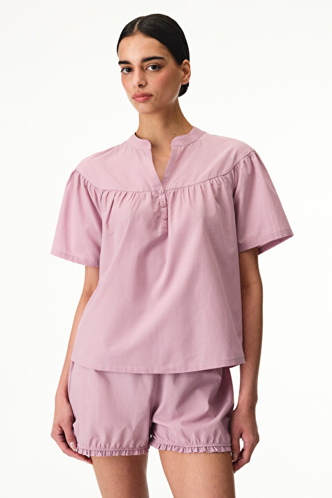 Pembe Petal Pamuklu Şortlu Pijama Takımı PNSFPYXI26IY-PN2 - Pembe - Penti