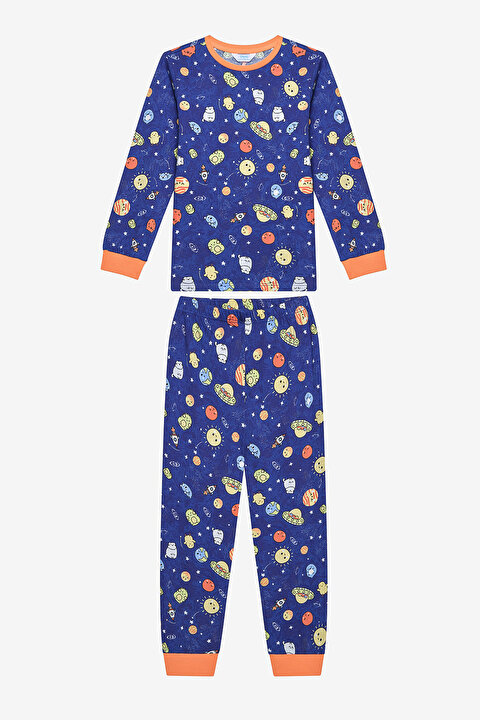 Pamuklu Erkek Çocuk Space 2li Çok Renkli Pijama Takımı - 5