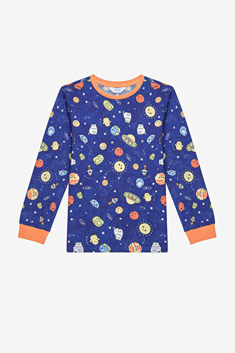 Pamuklu Erkek Çocuk Space 2li Çok Renkli Pijama Takımı - 6
