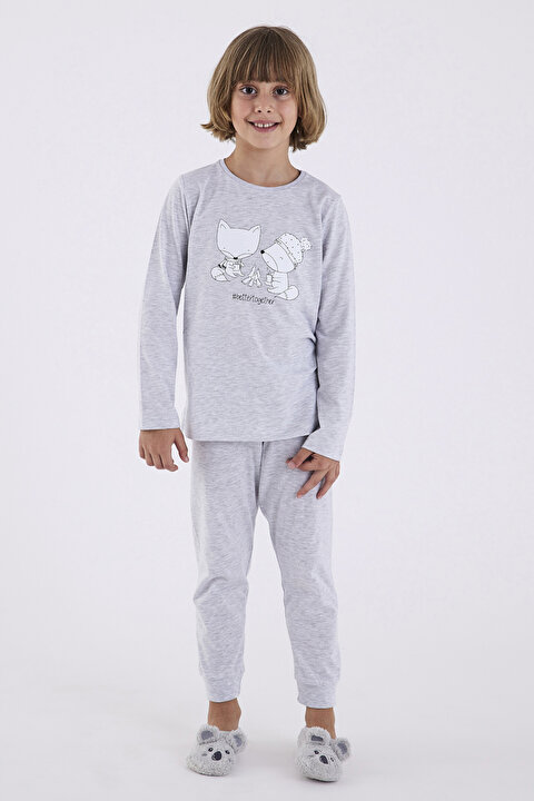 Açık Gri Erkek Çocuk Foxy 2li Pijama Takımı - 3