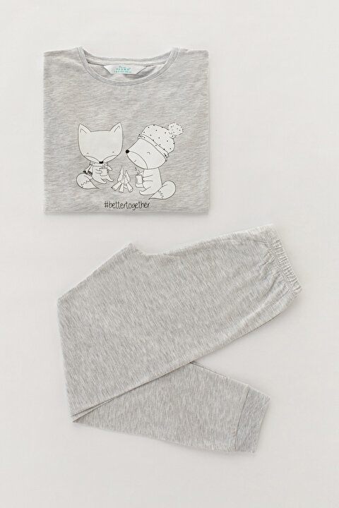 Açık Gri Erkek Çocuk Foxy 2li Pijama Takımı - 5
