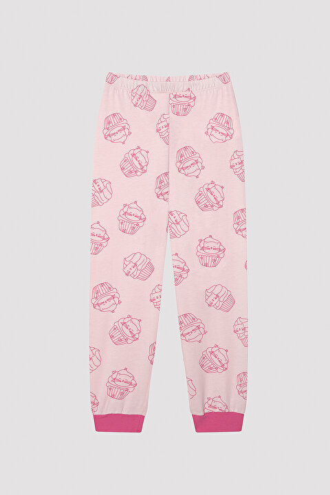 Kız Çocuk Cat Cake Çok Renkli Pamuklu 2li Pijama Takımı - 7