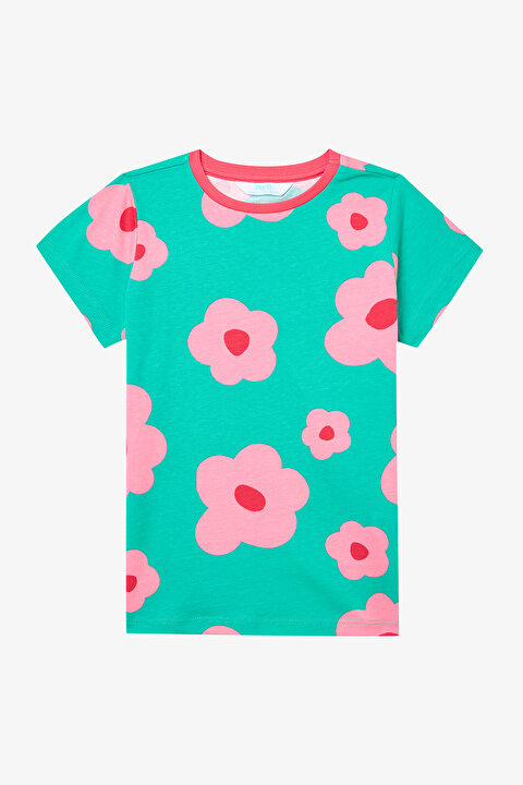Kız Çocuk Flowers Pamuklu Çok Renkli 2li Pijama Takımı - 6