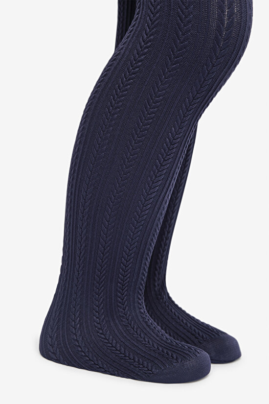 Pretty Knit Lacivert Külotlu Çorap - 3