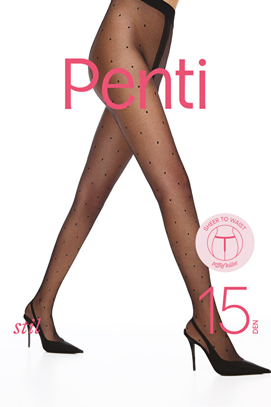 Siyah Stil Tband Külotlu Çorap - 3