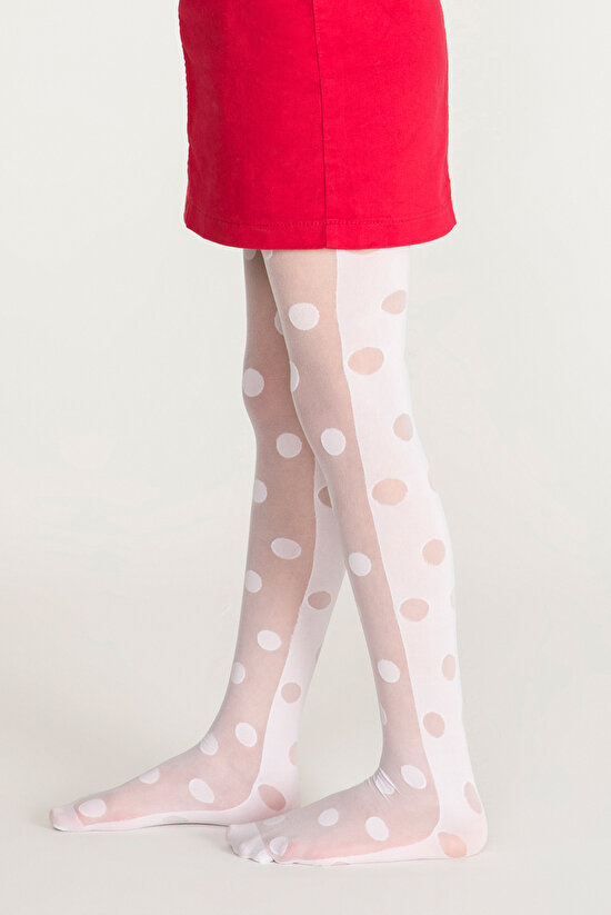 Beyaz Pretty Dotmania Külotlu Çorap - 3