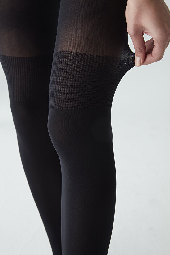 Siyah Over Knee Külotlu Çorap-Pentilicious - 3