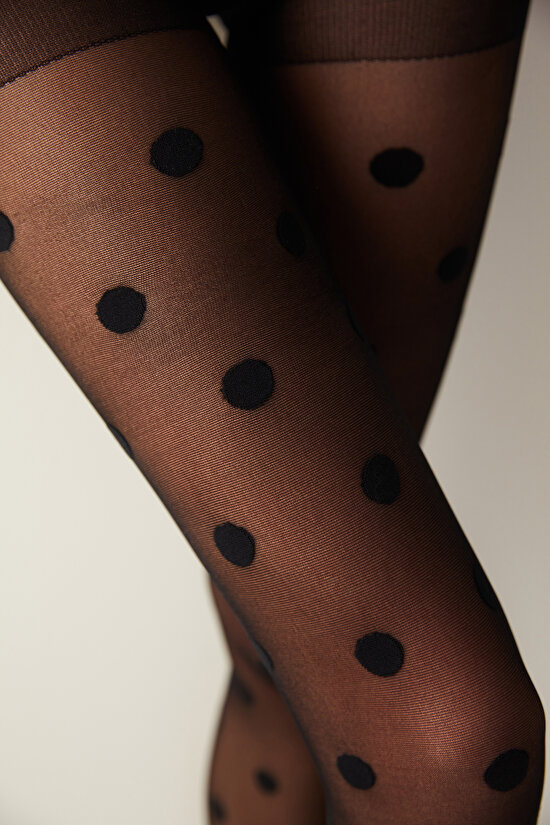 Big Dots Siyah Külotlu Çorap - 2