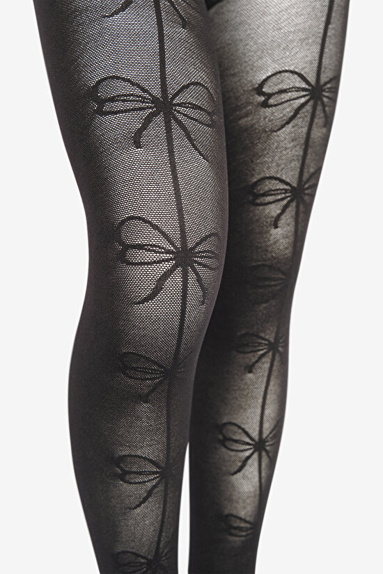 Pretty Infinity Ribbon Black Tights - 4
