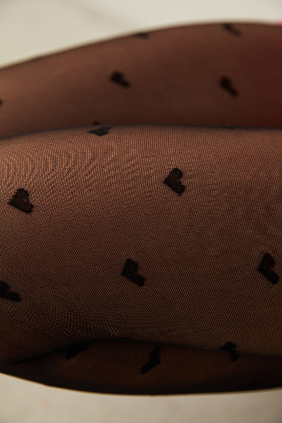Siyah Kalp Desenli Külotlu Çorap-Pentilicious - 2